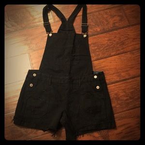 Medium Hollister black jean overall shorts